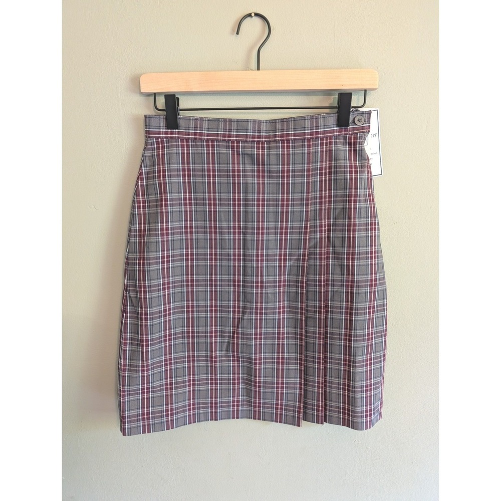 NWT Becky Thatcher Girls Plaid School Uniform Skort Size 12 Grey Burgundy